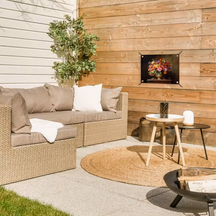 Kleuren - Boeket - Vaas - Hout tuinposter los doek klein -sfeer4