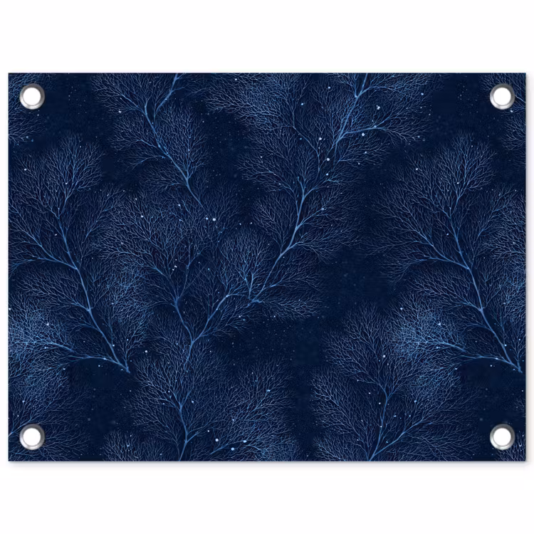 Koraal - Takken - Patroon - Nachtblauw tuinposter los doek klein 239 -3d