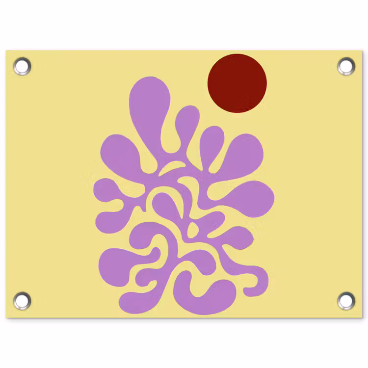 Koraal - Cirkel - Abstract - Geel tuinposter los doek klein -3d