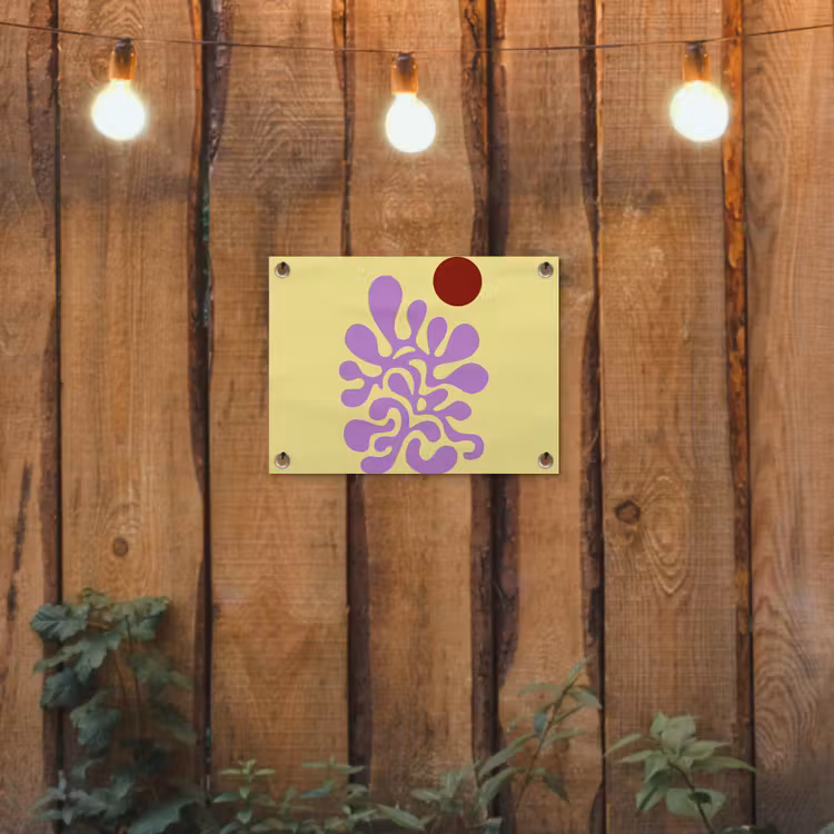 Koraal - Cirkel - Abstract - Geel tuinposter los doek klein -sfeer1