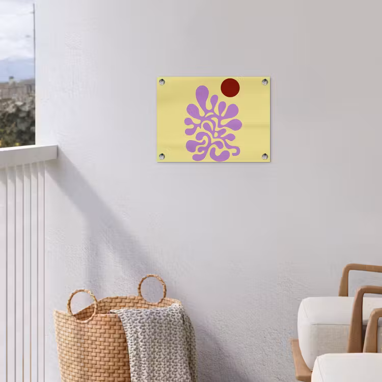Koraal - Cirkel - Abstract - Geel tuinposter los doek klein -sfeer8
