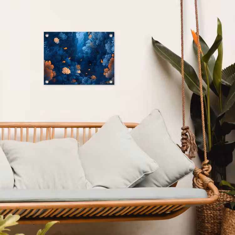 Koraalrif - Vissen - Oceaan - Blauw tuinposter los doek klein -sfeer7