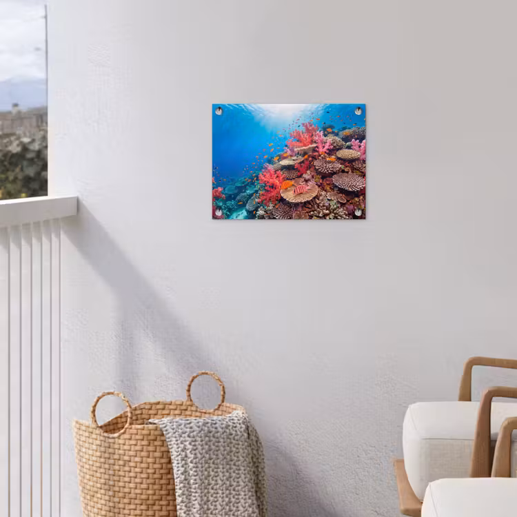 Koraalrif - Vissen - Onderwater - Tropisch - Rood tuinposter los doek klein -sfeer8