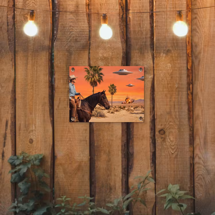 Garden Poster - Cowboy - Horse - Desert - Cowboy - Paard - Woestijn tuinposter los doek klein