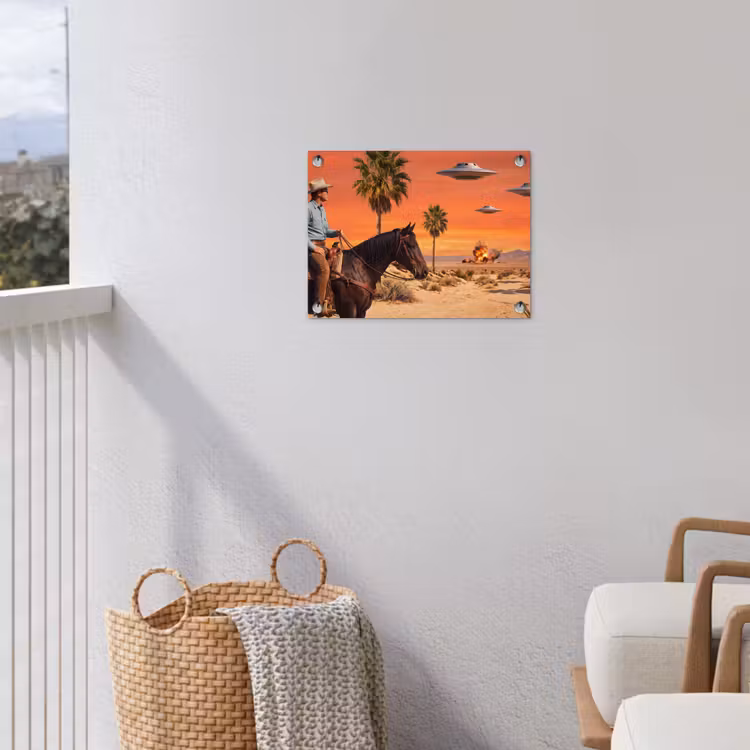 Garden Poster - Cowboy - Horse - Desert - Cowboy - Paard - Woestijn tuinposter los doek klein