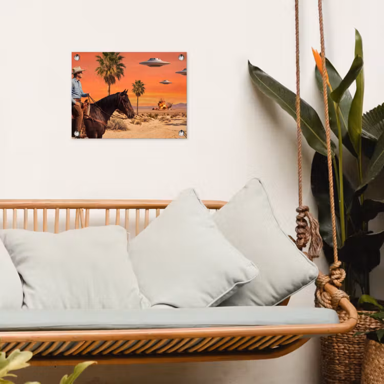 Garden Poster - Cowboy - Horse - Desert - Cowboy - Paard - Woestijn tuinposter los doek klein