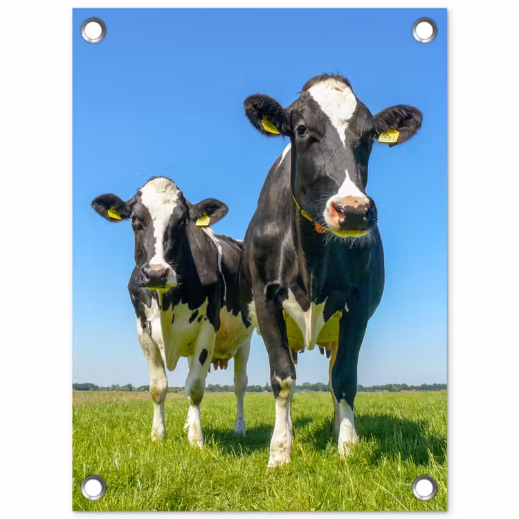 Koeien op een zonnige dag in de wei tuinposter los doek klein -3d