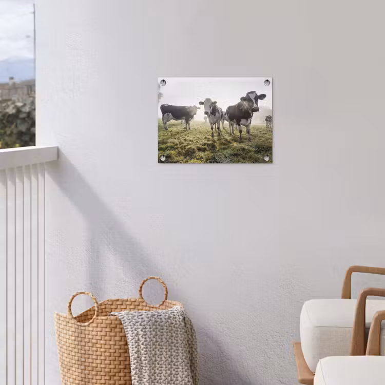 Koeien - Licht - Gras - Dieren tuinposter los doek klein -sfeer8
