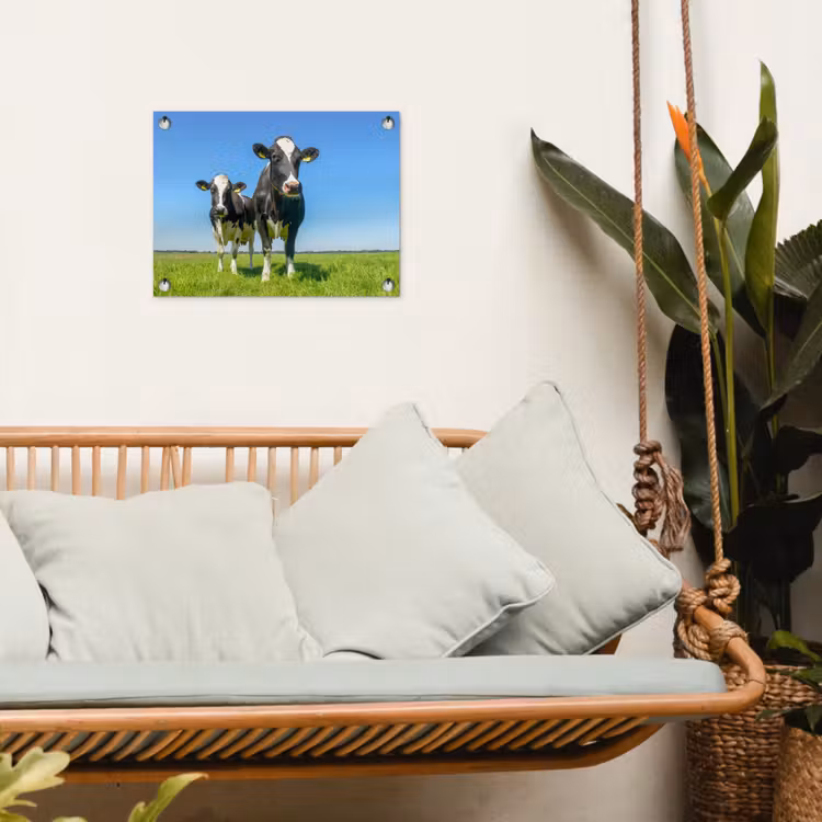 Koeien - Weiland - Gras - Dieren - Boerderij tuinposter los doek klein -sfeer7