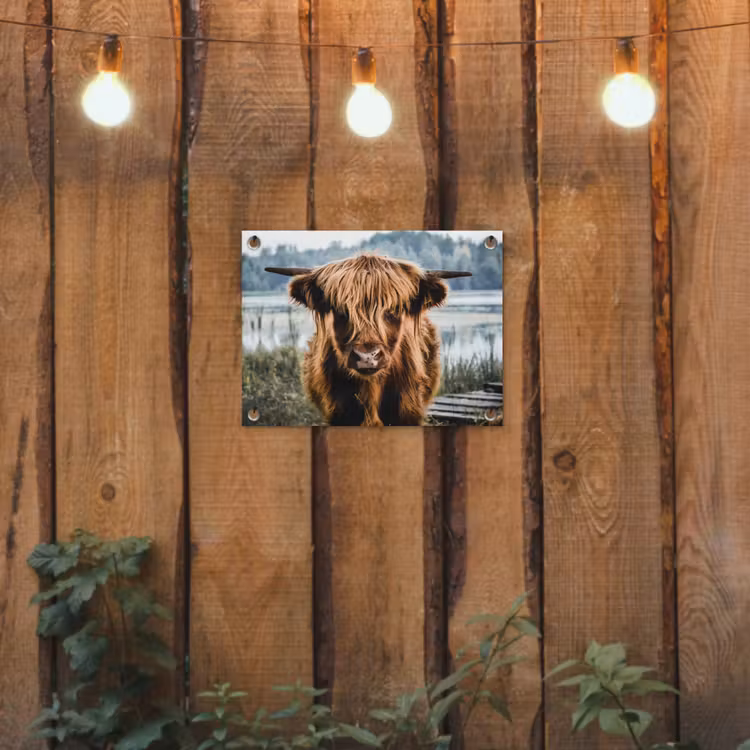 Koeien - Schotse hooglander - Bruin - Natuur tuinposter los doek klein -sfeer1
