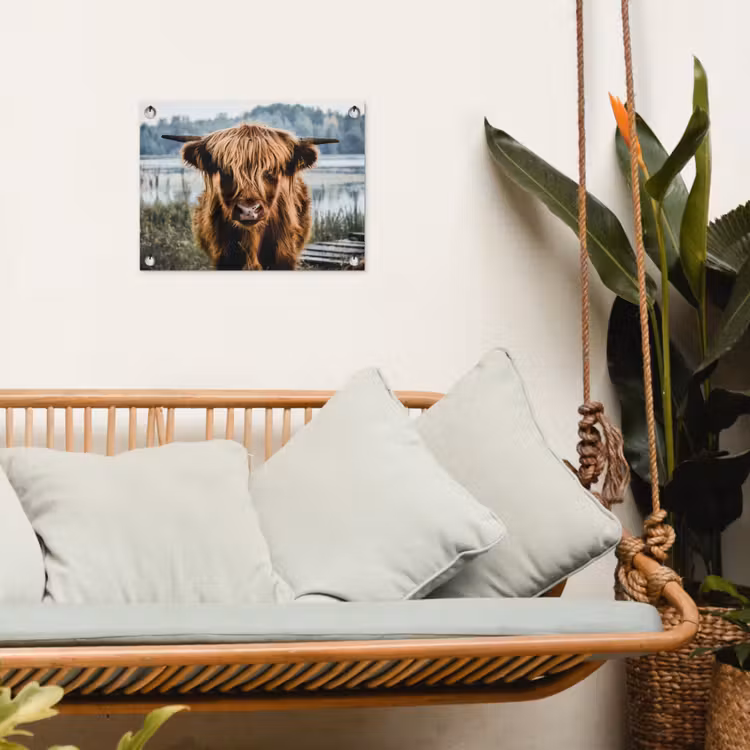 Koeien - Schotse hooglander - Bruin - Natuur tuinposter los doek klein -sfeer7