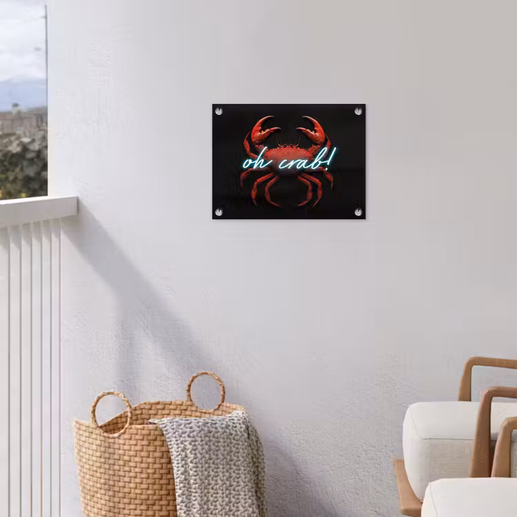 Krab - Rood - Neon - Quote tuinposter los doek klein -sfeer8