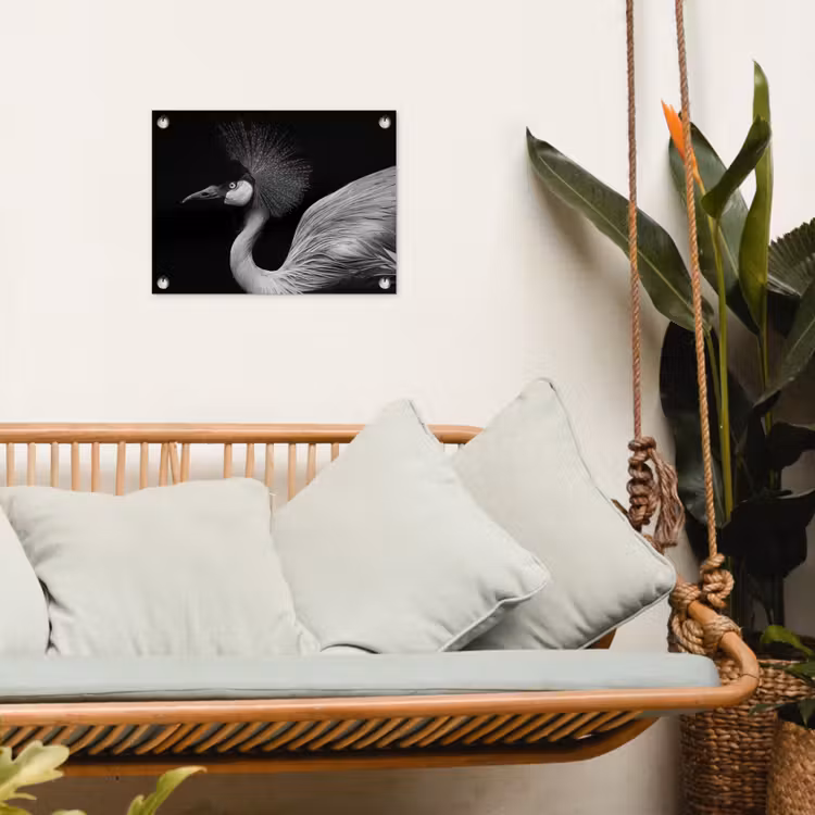 Kraanvogel - Zwart - Wit - Vogel - Dieren tuinposter los doek klein -sfeer7
