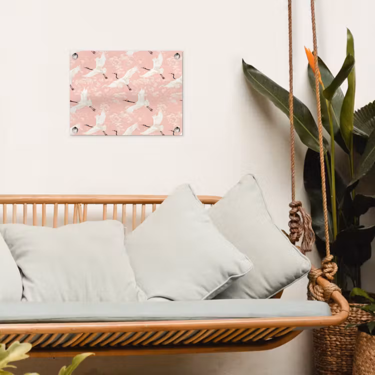 Kraanvogels - Bloesem - Roze tuinposter los doek klein 239 -sfeer7