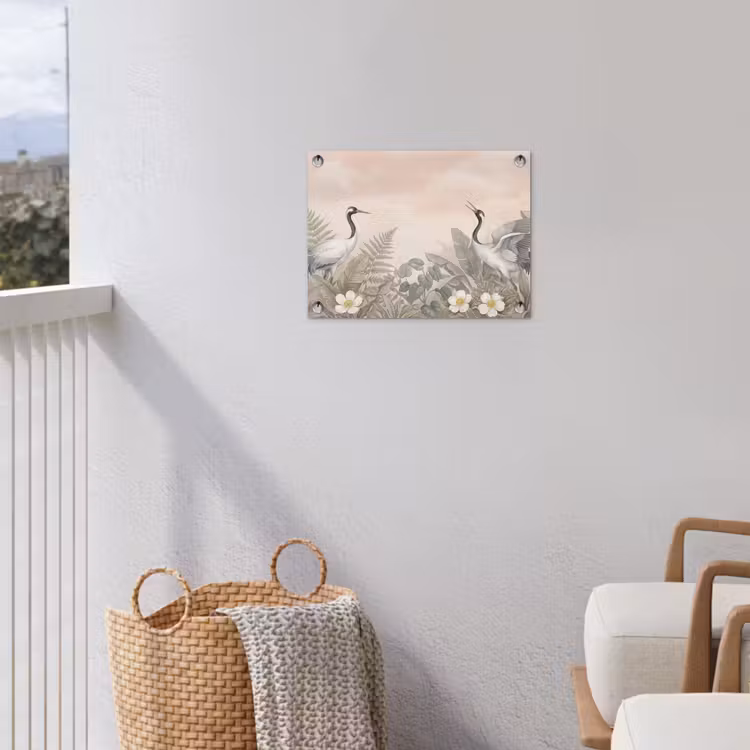 Kraanvogels - Natuur - Roze tuinposter los doek klein -sfeer8