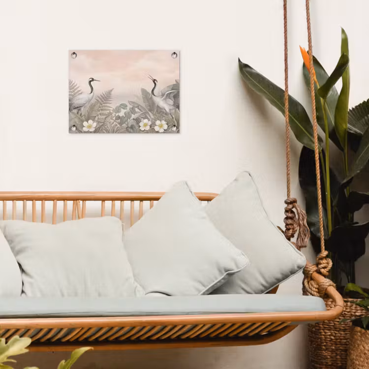 Kraanvogels - Natuur - Roze tuinposter los doek klein -sfeer7