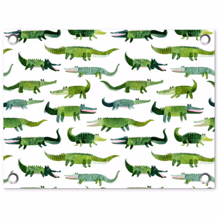 krokodillen - Speels - Groen tuinposter los doek klein 239 -3d