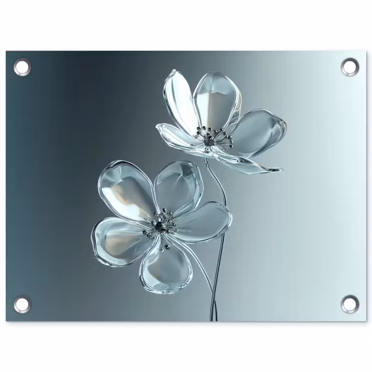 Kristal - Bloemen - Grijs tuinposter los doek klein -3d