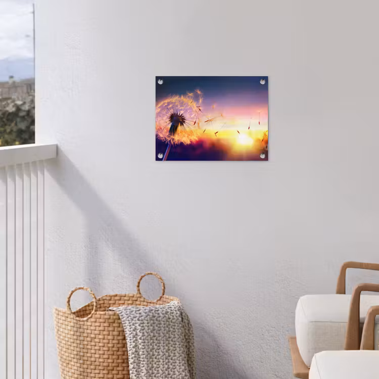 Paardenbloem - Bloemen - Zonsondergang - Horizon - Nacht tuinposter los doek klein -sfeer8