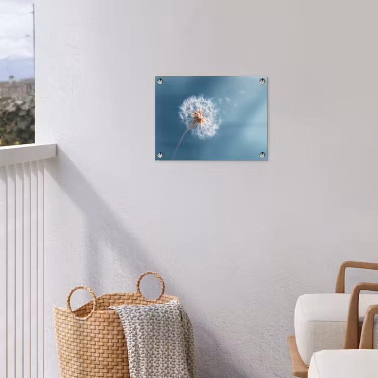 Paardenbloem - Wind - Blauw tuinposter los doek klein -sfeer8