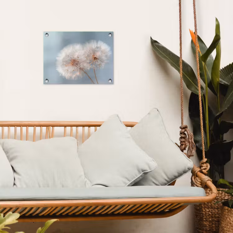 Paardenbloemen - Pluisjes - Wit tuinposter los doek klein -sfeer7