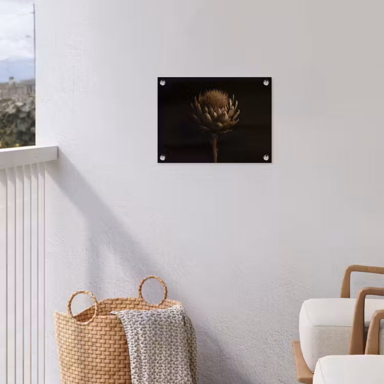 Donkerbruin - Bloem - Textuur - Artisjok tuinposter los doek klein -sfeer8