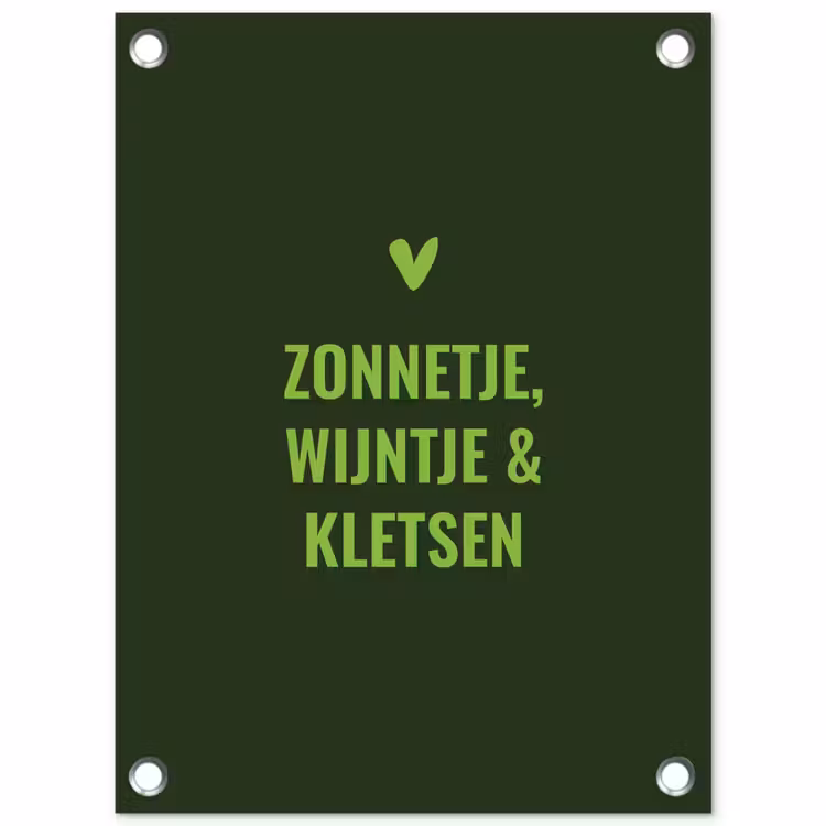 Donkergroen - Quote - Zon - Zomer tuinposter los doek klein -3d