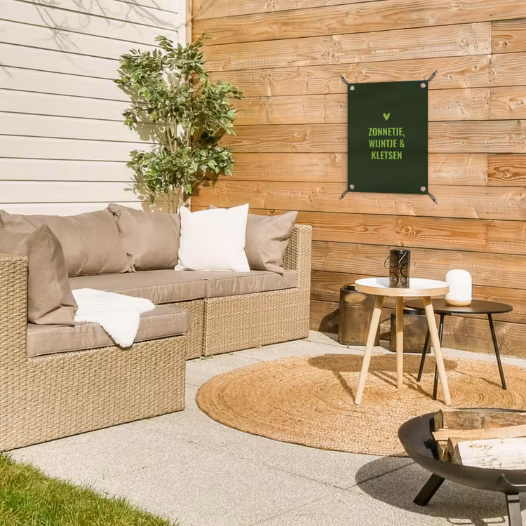 Donkergroen - Quote - Zon - Zomer tuinposter los doek klein -sfeer4
