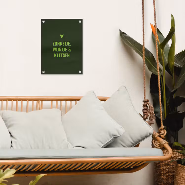 Donkergroen - Quote - Zon - Zomer tuinposter los doek klein -sfeer7