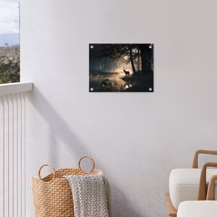 Hert - Bosbeek - Mystiek tuinposter los doek klein -sfeer8