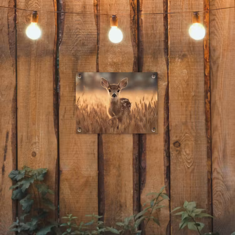 Hert - Graanveld - Bruin tuinposter los doek klein -sfeer1