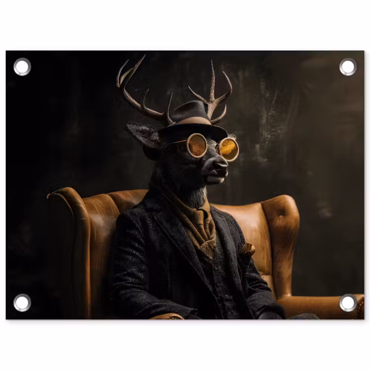 Hert - Zonnebril - Zwart - Pak tuinposter los doek klein -3d