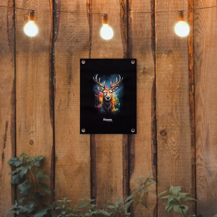 Hert met gewei tussen graffiti spray tuinposter los doek klein -sfeer1