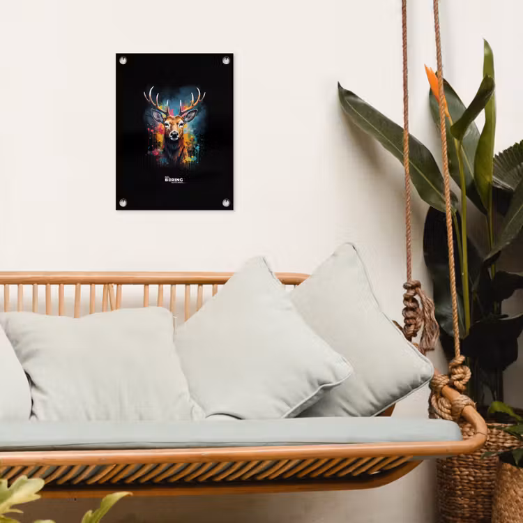 Hert met gewei tussen graffiti spray tuinposter los doek klein -sfeer7