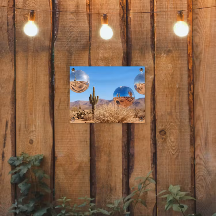 Garden Poster - Desert - Mirror Ball - Art - Woestijn - Spiegelbal - Kunst tuinposter los doek klein
