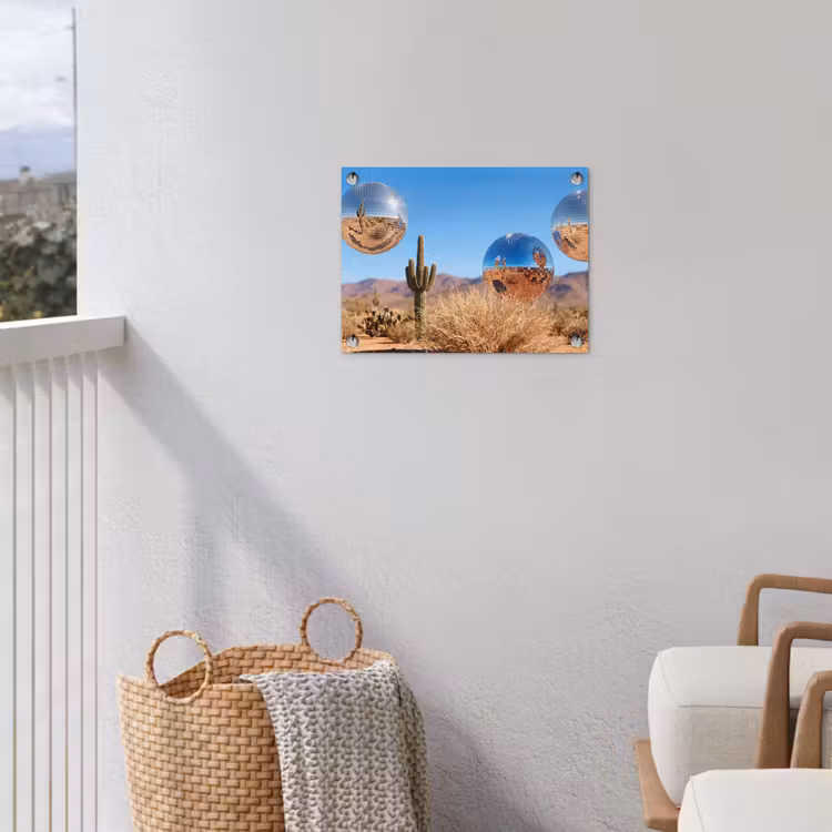 Garden Poster - Desert - Mirror Ball - Art - Woestijn - Spiegelbal - Kunst tuinposter los doek klein