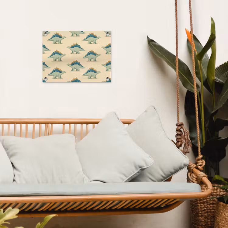 Dino - Patroon - Groen tuinposter los doek klein 239 -sfeer7