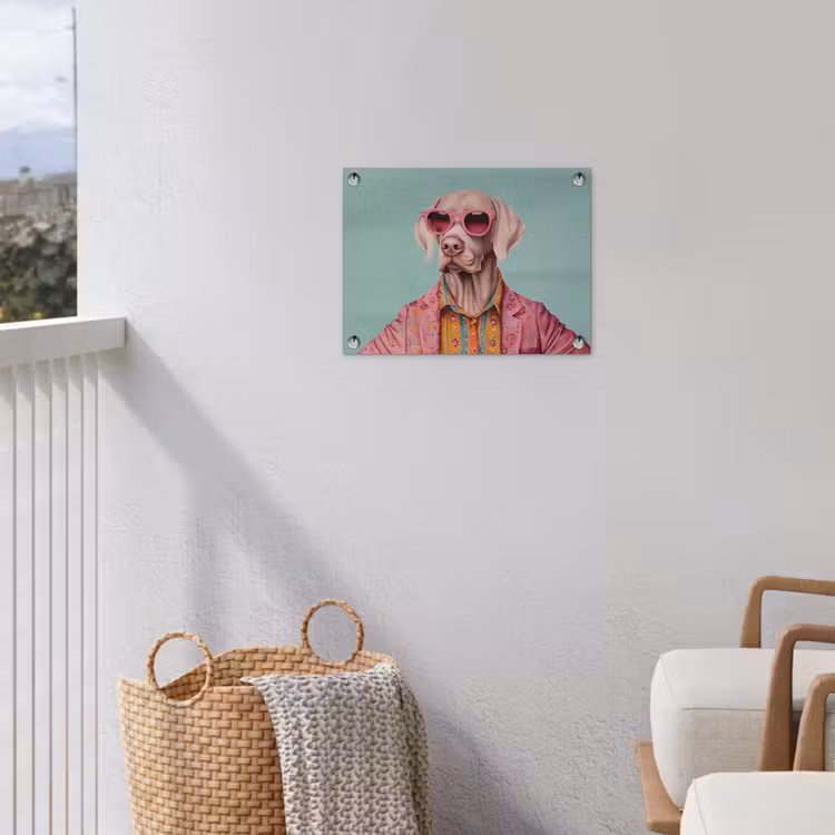 Hond - Overhemd - Bloemen - Bril tuinposter los doek klein -sfeer8