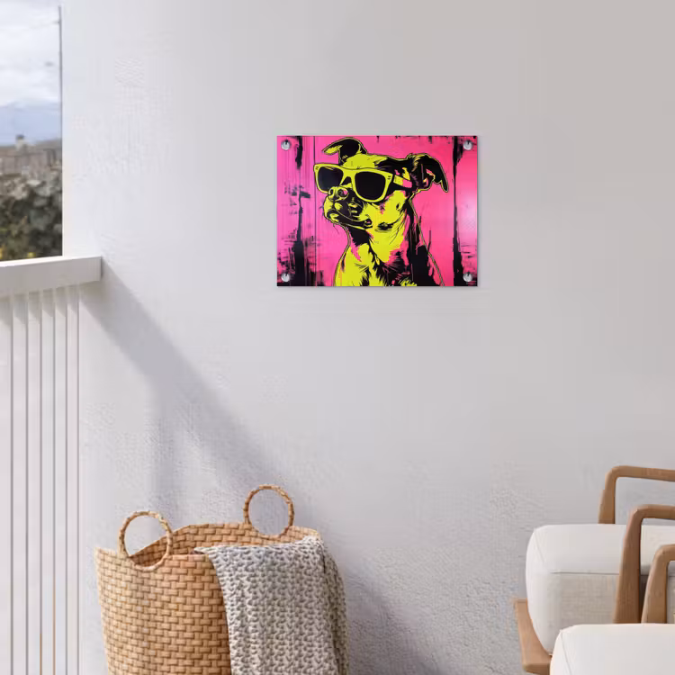 Hond - Zonnebril - Roze - Art tuinposter los doek klein -sfeer8