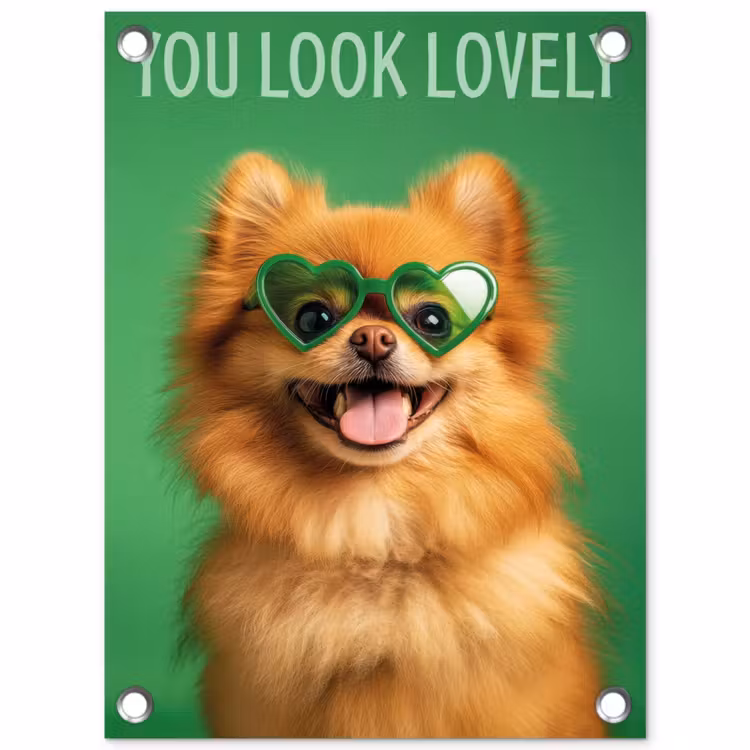Hond - Zonnebril - Valentijn - Love tuinposter los doek klein -3d