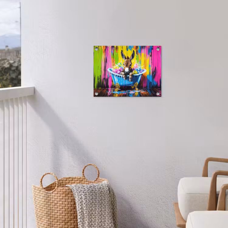 Ezel - Badkuip - Roze - Schuim tuinposter los doek klein -sfeer8