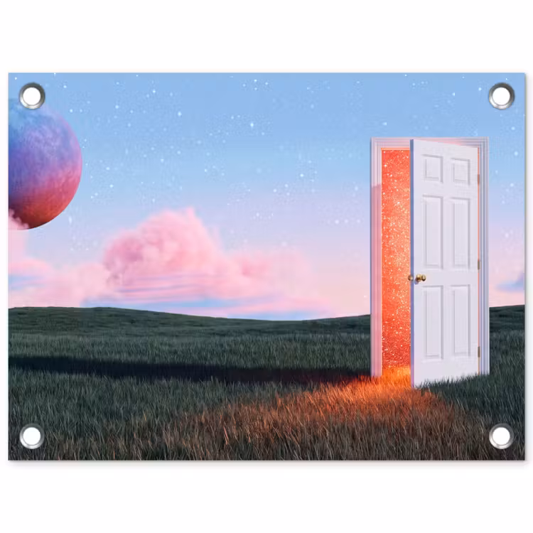 Garden Poster - Door - Fantasy - Space - Deur - Fantasie - Ruimte tuinposter los doek klein