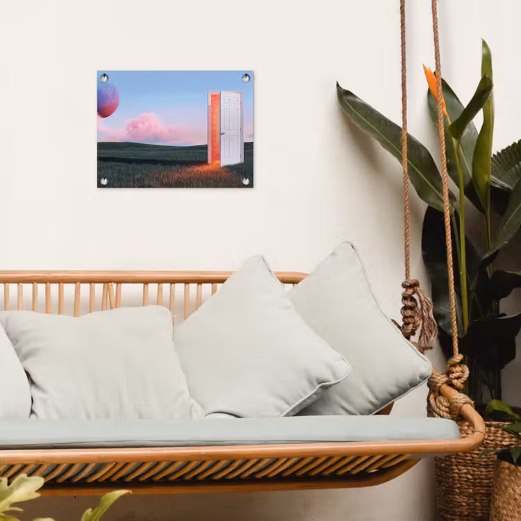 Garden Poster - Door - Fantasy - Space - Deur - Fantasie - Ruimte tuinposter los doek klein