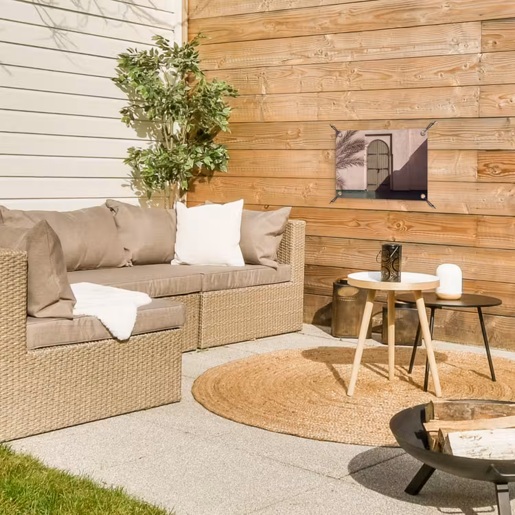 Deur - Hout - Architectuur - Groen - Rustiek tuinposter los doek klein -sfeer4