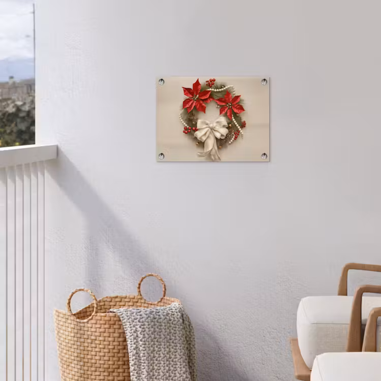 Deurkrans - Strik - Kerst - Rood - Groen tuinposter los doek klein -sfeer8