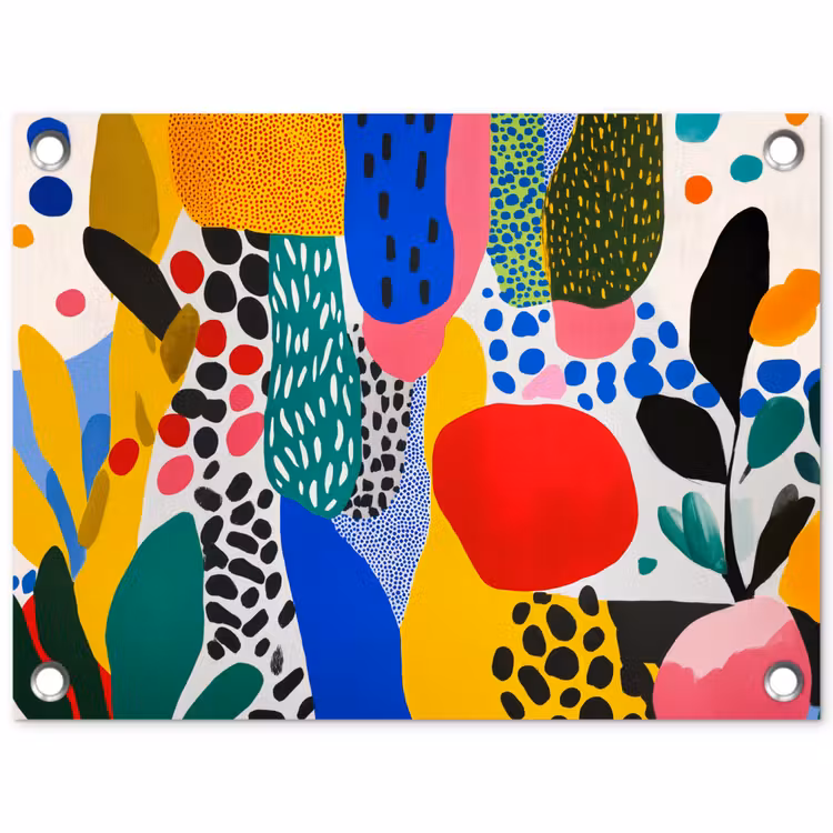Stippen - Vormen - Modern - Kleuren tuinposter los doek klein -3d