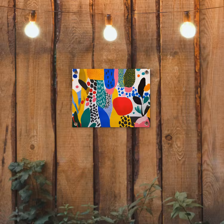Stippen - Vormen - Modern - Kleuren tuinposter los doek klein -sfeer1