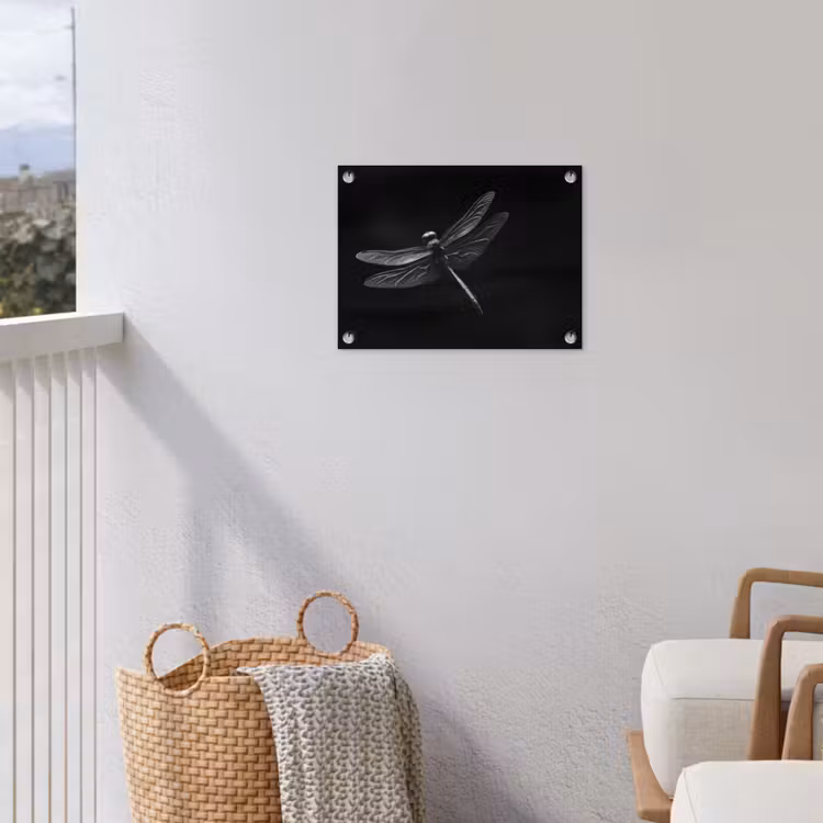 Libelle - Dieren - Zwart - Insect tuinposter los doek klein -sfeer8