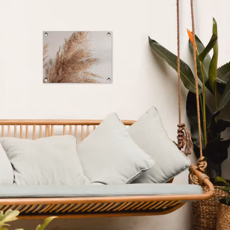 Gedroogd pampasgras tegen een neutrale achtergrond tuinposter los doek klein -sfeer7