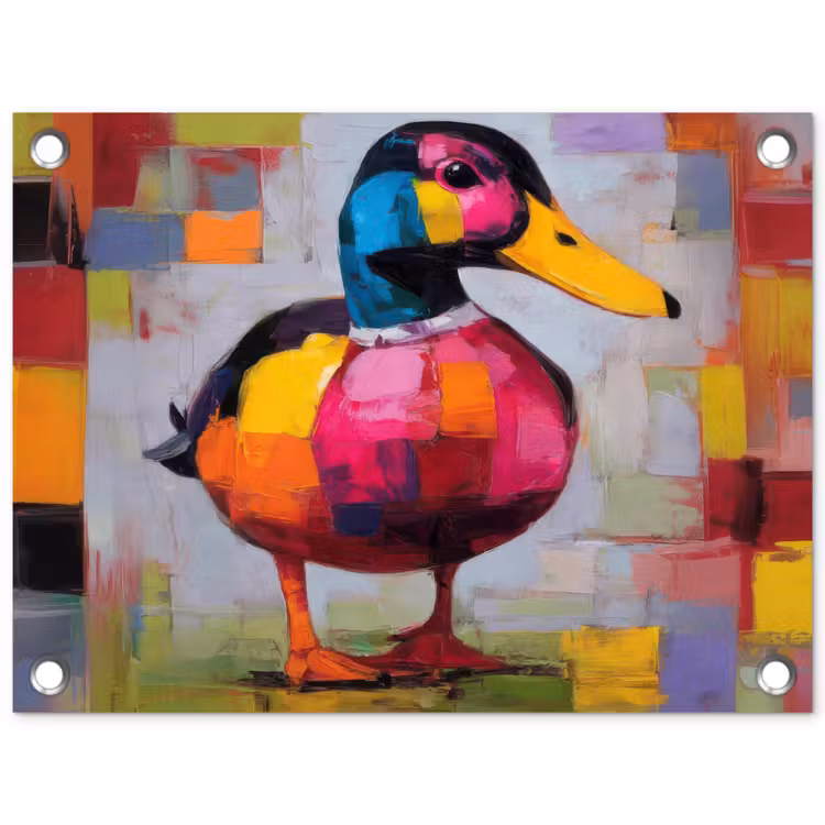 Eend - Vlakken - Abstract - Kleurrijk tuinposter los doek klein -3d